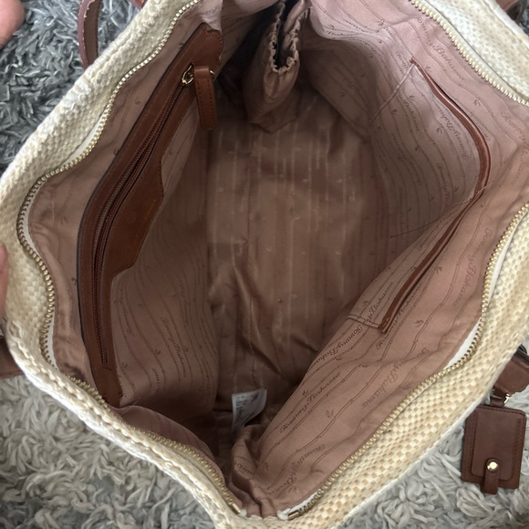 Vintage Tommy Bahama Palm Tree Tropical Print & Leather Trim Shoulder Bag 18x13 - Picture 12 of 12